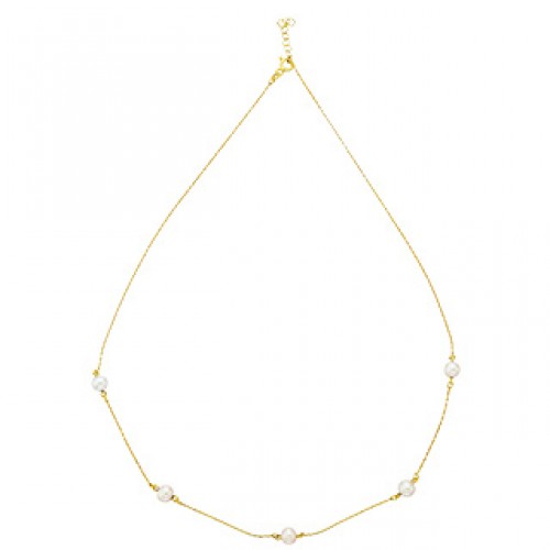 Yellow gold chain - Pearls - 17 +1" VI81-12